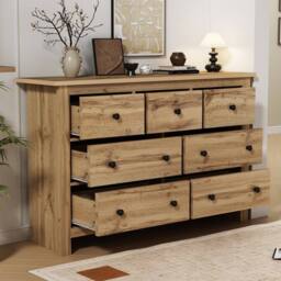 Merax Oak Merchant Chest of Drawers Large 7-Drawer Sideboard Storage Cabinet in Natural - thumbnail 5