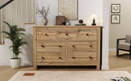 Merax Oak Merchant Chest of Drawers Large 7-Drawer Sideboard Storage Cabinet in Natural - thumbnail 7