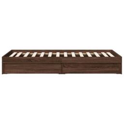 Berkfield Home Bed Frame w/Drawers Frame Brown Oak 75x190 cm Small Single - thumbnail 5