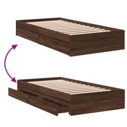 Berkfield Home Bed Frame w/Drawers Frame Brown Oak 75x190 cm Small Single - thumbnail 7