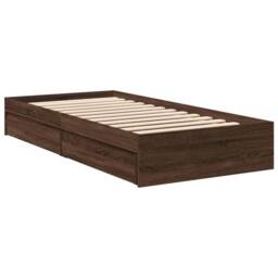 Berkfield Home Bed Frame w/Drawers Frame Brown Oak 75x190 cm Small Single - thumbnail 3