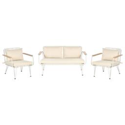 Wyld and Coco 4-Seater Garden Sofa Set - Beige Cushions Steel Frame - thumbnail 3