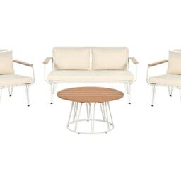 Wyld and Coco 4-Seater Garden Sofa Set - Beige Cushions Steel Frame - thumbnail 2