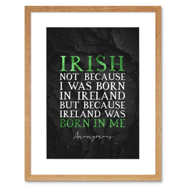 "Artery8 Wall Art Print Slate Quote St Patricks Day Ireland Irish Artwork Framed 9X7 Inch in Beige - Size: W7"" x H9""" - image 1