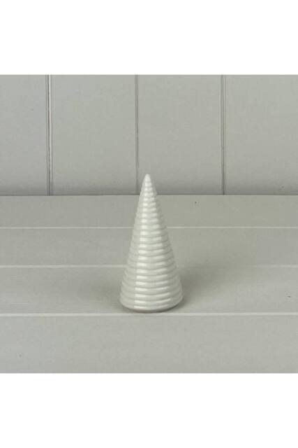 KDMD Handcrafted Glazed Ceramic Tree Ornament with Textured Detail in White - image 1