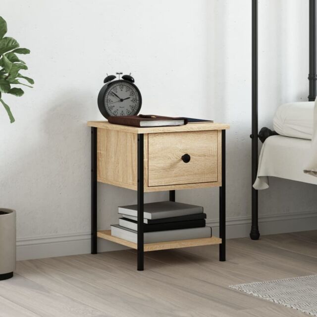 Berkfield Home Bedside Table Sonoma Oak 34x35.5x45 cm Engineered Wood in Brown - image 1