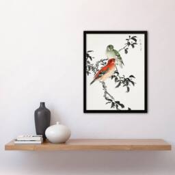 "Artery8 Crossbill Birds Japanese Vintage Japan Framed Wall Art Print Kashu - Size: W12"" x H16""" - thumbnail 4
