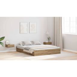 Berkfield Home Storage Bed Frame with Drawer Artisan oak 140 x 200 cm Melamine in Brown - thumbnail 5