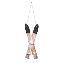 Samuel Alexander 55cm Wooden Decorative Skis with White Fur & Bells Christmas Decoration - thumbnail 9