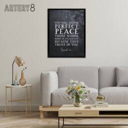 "Artery8 Isaiah 26 3 Perfect Peace In You Bible Quote Framed Canvas Wall Art Print in Grey - Size: W18"" x H24""" - thumbnail 3