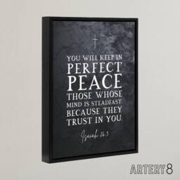 "Artery8 Isaiah 26 3 Perfect Peace In You Bible Quote Framed Canvas Wall Art Print in Grey - Size: W18"" x H24""" - thumbnail 2