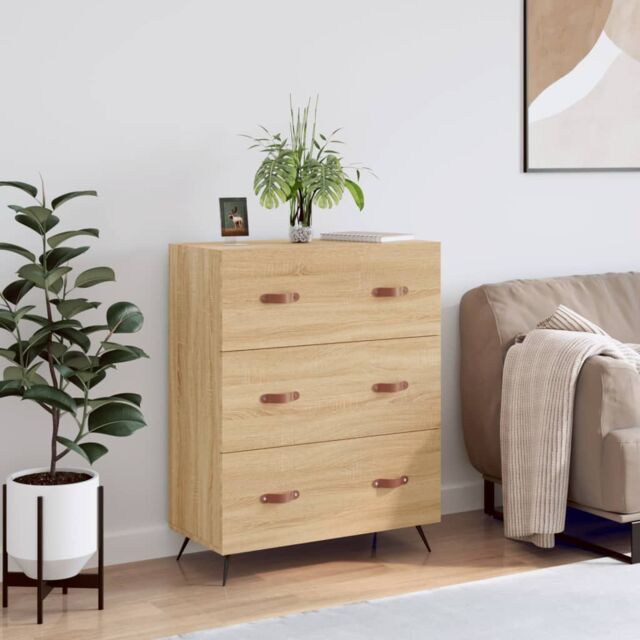 Berkfield Home Chest of Drawers Sonoma Oak 69.5x34x90 cm Engineered Wood in Brown - image 1