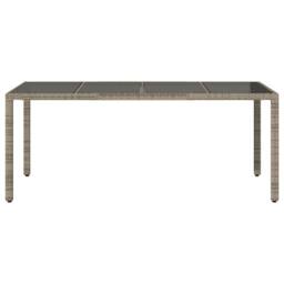 Berkfield Home Garden Table with Glass Top Grey 190x90x75 cm Poly Rattan - Size: 190 x 90 x 75 cm - thumbnail 4