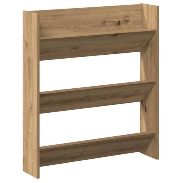 Berkfield Home Wall Shoe Cabinet Artisan Oak 80x18x90 cm Engineered Wood in Brown - Size: 80 x 18 x 90 cm - image 1