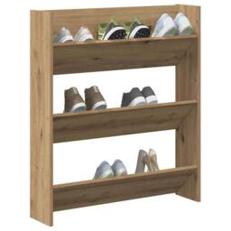 Berkfield Home Wall Shoe Cabinet Artisan Oak 80x18x90 cm Engineered Wood in Brown - Size: 80 x 18 x 90 cm - thumbnail 4