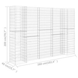 Berkfield Home H-Shaped Gabion Planter Steel Wire 260x40x200 cm in Silver - Size: 260 x 40 x 200 cm - thumbnail 6