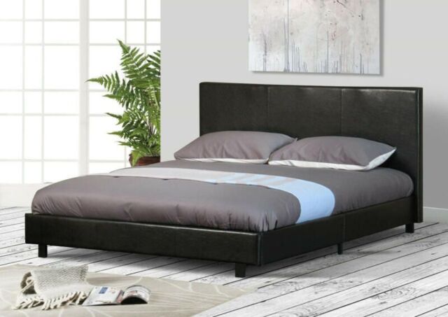 Comfy Living Ltd Faux Leather Storage Ottoman Bedframe in Black - Size: King