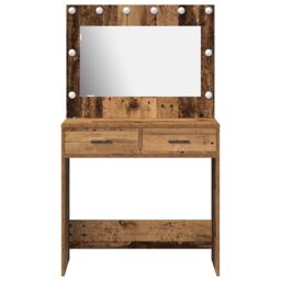 Berkfield Home Dressing Table with LED Lights¬†Old Wood 78, 5x41x135 cm in Brown - Size: 5 x 41 x 135 cm - thumbnail 5