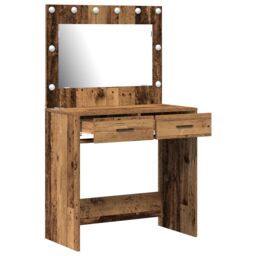Berkfield Home Dressing Table with LED Lights¬†Old Wood 78, 5x41x135 cm in Brown - Size: 5 x 41 x 135 cm - thumbnail 4