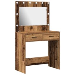 Berkfield Home Dressing Table with LED Lights¬†Old Wood 78, 5x41x135 cm in Brown - Size: 5 x 41 x 135 cm - thumbnail 2