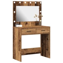 Berkfield Home Dressing Table with LED Lights¬†Old Wood 78, 5x41x135 cm in Brown - Size: 5 x 41 x 135 cm - thumbnail 3
