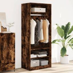Berkfield Home Wardrobe Smoked Oak 80x50x200 cm Engineered Wood in Brown - Size: 80 x 50 x 200 cm - thumbnail 1