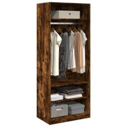 Berkfield Home Wardrobe Smoked Oak 80x50x200 cm Engineered Wood in Brown - Size: 80 x 50 x 200 cm - thumbnail 3