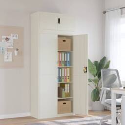 Berkfield Home Durable File Cabinet White 90x40x220 cm Steel - Size: 90 x 40 x 220 cm - thumbnail 2