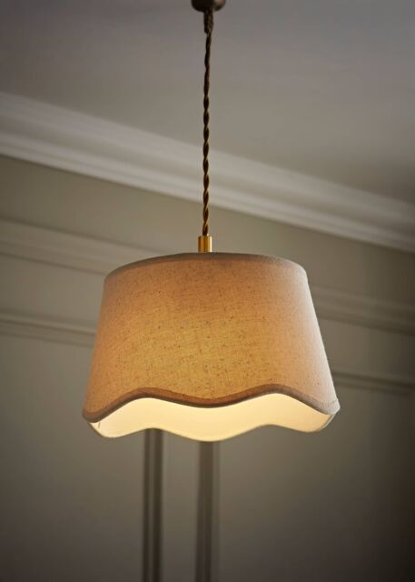 ValueLights Mabel Linen Small 20cm Scallop Edge with Trim Ceiling Light Lamp Shade in Natural - image 1