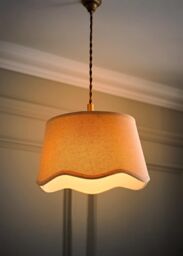 ValueLights Mabel Linen Small 20cm Scallop Edge with Trim Ceiling Light Lamp Shade in Natural - thumbnail 2