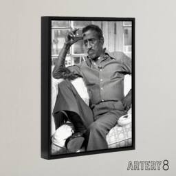 "Artery8 Allen Warren Portrait Photo Sammy Davis Jr Framed Canvas Wall Art Print in Grey - Size: W12"" x H16""" - thumbnail 2
