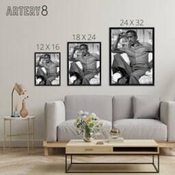 "Artery8 Allen Warren Portrait Photo Sammy Davis Jr Framed Canvas Wall Art Print in Grey - Size: W12"" x H16""" - thumbnail 4