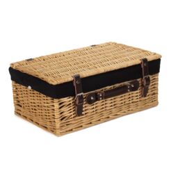Red Hamper Wicker 45cm Buff Picnic Basket with Cotton Lining in Black - thumbnail 2