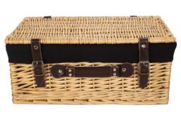 Red Hamper Wicker 45cm Buff Picnic Basket with Cotton Lining in Black - thumbnail 4