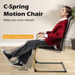 Costway Patio C-Spring Dining Chairs Set of 2 Sling High-Back Chairs in Grey - thumbnail 6