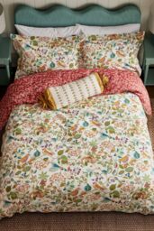 Sanderson 'Birds & Berries / Poets Rose' Cotton Cushion in Gold - thumbnail 3