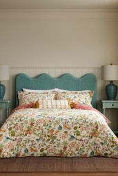 Sanderson 'Birds & Berries / Poets Rose' Cotton Cushion in Gold - thumbnail 4