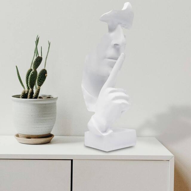 Huhote Resin Thinker Ponder Abstract Art Sculpture Home Office Desk Decor in White - image 1