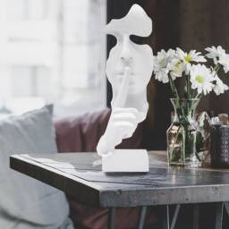 Huhote Resin Thinker Ponder Abstract Art Sculpture Home Office Desk Decor in White - thumbnail 8