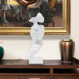 Huhote Resin Thinker Ponder Abstract Art Sculpture Home Office Desk Decor in White - thumbnail 6