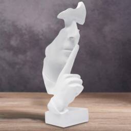 Huhote Resin Thinker Ponder Abstract Art Sculpture Home Office Desk Decor in White - thumbnail 2