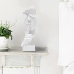 Huhote Resin Thinker Ponder Abstract Art Sculpture Home Office Desk Decor in White - thumbnail 4