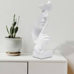 Huhote Resin Thinker Ponder Abstract Art Sculpture Home Office Desk Decor in White - thumbnail 1