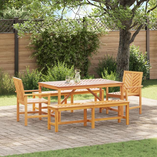 Berkfield Home 5 Piece Garden Dining Set Solid Wood Acacia in Brown - image 1