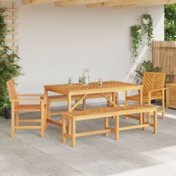 Berkfield Home 5 Piece Garden Dining Set Solid Wood Acacia in Brown - thumbnail 4