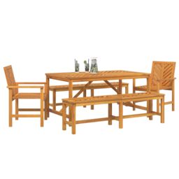 Berkfield Home 5 Piece Garden Dining Set Solid Wood Acacia in Brown - thumbnail 3