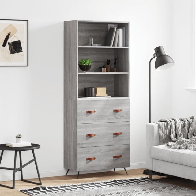 Berkfield Home Highboard Grey Sonoma 69.5x34x180 cm Engineered Wood - image 1