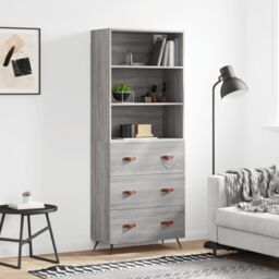 Berkfield Home Highboard Grey Sonoma 69.5x34x180 cm Engineered Wood - thumbnail 1