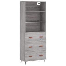 Berkfield Home Highboard Grey Sonoma 69.5x34x180 cm Engineered Wood - thumbnail 2