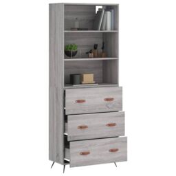 Berkfield Home Highboard Grey Sonoma 69.5x34x180 cm Engineered Wood - thumbnail 3